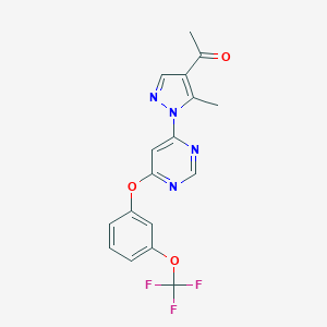 molecular formula C17H13F3N4O3 B498223 1-(5-methyl-1-{6-[3-(trifluoromethoxy)phenoxy]-4-pyrimidinyl}-1H-pyrazol-4-yl)ethanone 