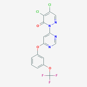 molecular formula C15H7Cl2F3N4O3 B498224 4,5-dichloro-2-{6-[3-(trifluoromethoxy)phenoxy]-4-pyrimidinyl}-3(2H)-pyridazinone 