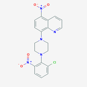 molecular formula C19H16ClN5O4 B4982301 8-[4-(2-chloro-6-nitrophenyl)-1-piperazinyl]-5-nitroquinoline 