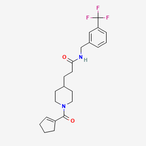 molecular formula C22H27F3N2O2 B4982317 3-[1-(1-cyclopenten-1-ylcarbonyl)-4-piperidinyl]-N-[3-(trifluoromethyl)benzyl]propanamide 