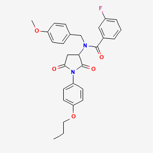 N-[2,5-dioxo-1-(4-propoxyphenyl)-3-pyrrolidinyl]-3-fluoro-N-(4-methoxybenzyl)benzamide