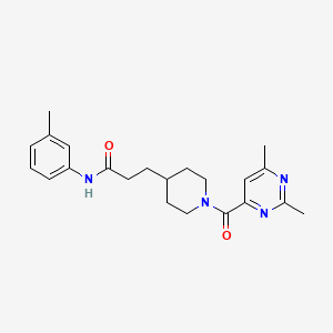molecular formula C22H28N4O2 B4982450 3-{1-[(2,6-dimethyl-4-pyrimidinyl)carbonyl]-4-piperidinyl}-N-(3-methylphenyl)propanamide 