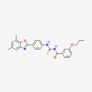 molecular formula C26H25N3O3S B4982466 N-({[4-(5,7-dimethyl-1,3-benzoxazol-2-yl)phenyl]amino}carbonothioyl)-3-propoxybenzamide 