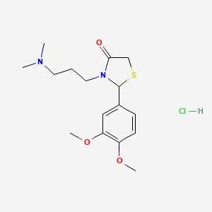 molecular formula C16H25ClN2O3S B4982532 2-(3,4-dimethoxyphenyl)-3-[3-(dimethylamino)propyl]-1,3-thiazolidin-4-one hydrochloride 