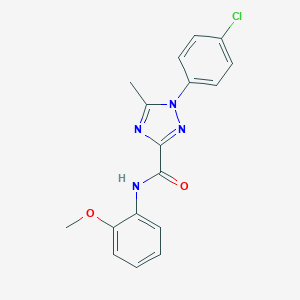 molecular formula C17H15ClN4O2 B498255 1-(4-chlorophenyl)-N-(2-methoxyphenyl)-5-methyl-1H-1,2,4-triazole-3-carboxamide 