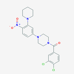 molecular formula C22H24Cl2N4O3 B4982589 1-(3,4-dichlorobenzoyl)-4-[4-nitro-3-(1-piperidinyl)phenyl]piperazine 