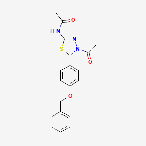 molecular formula C19H19N3O3S B4982602 N-{4-acetyl-5-[4-(benzyloxy)phenyl]-4,5-dihydro-1,3,4-thiadiazol-2-yl}acetamide 