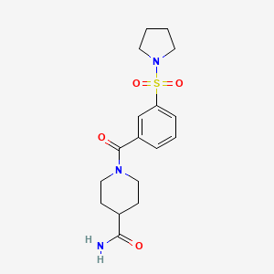 molecular formula C17H23N3O4S B4982615 1-[3-(1-pyrrolidinylsulfonyl)benzoyl]-4-piperidinecarboxamide 