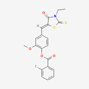 4-[(3-ethyl-4-oxo-2-thioxo-1,3-thiazolidin-5-ylidene)methyl]-2-methoxyphenyl 2-iodobenzoate