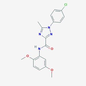 molecular formula C18H17ClN4O3 B498264 1-(4-chlorophenyl)-N-(2,5-dimethoxyphenyl)-5-methyl-1H-1,2,4-triazole-3-carboxamide 