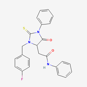 2-[3-(4-fluorobenzyl)-5-oxo-1-phenyl-2-thioxo-4-imidazolidinyl]-N-phenylacetamide