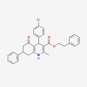 2-phenylethyl 4-(4-bromophenyl)-2-methyl-5-oxo-7-phenyl-1,4,5,6,7,8-hexahydro-3-quinolinecarboxylate