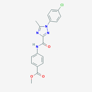 molecular formula C18H15ClN4O3 B498268 methyl 4-({[1-(4-chlorophenyl)-5-methyl-1H-1,2,4-triazol-3-yl]carbonyl}amino)benzoate CAS No. 926786-83-6