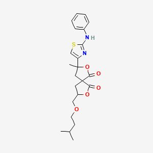 3-(2-anilino-1,3-thiazol-4-yl)-3-methyl-8-[(3-methylbutoxy)methyl]-2,7-dioxaspiro[4.4]nonane-1,6-dione