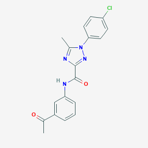molecular formula C18H15ClN4O2 B498269 N-(3-acetylphenyl)-1-(4-chlorophenyl)-5-methyl-1H-1,2,4-triazole-3-carboxamide 