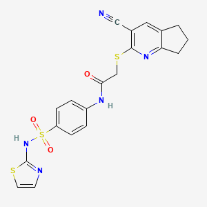 molecular formula C20H17N5O3S3 B4982701 2-[(3-cyano-6,7-dihydro-5H-cyclopenta[b]pyridin-2-yl)thio]-N-{4-[(1,3-thiazol-2-ylamino)sulfonyl]phenyl}acetamide 