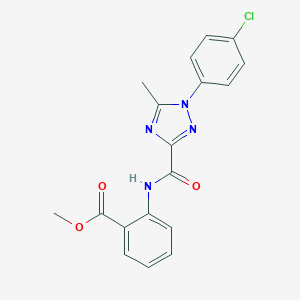 molecular formula C18H15ClN4O3 B498271 methyl 2-({[1-(4-chlorophenyl)-5-methyl-1H-1,2,4-triazol-3-yl]carbonyl}amino)benzoate 