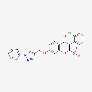 molecular formula C26H16ClF3N2O3 B4982714 3-(2-chlorophenyl)-7-[(1-phenyl-1H-pyrazol-4-yl)methoxy]-2-(trifluoromethyl)-4H-chromen-4-one 
