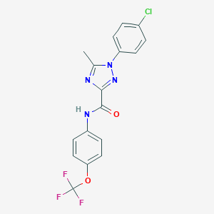 molecular formula C17H12ClF3N4O2 B498272 1-(4-chlorophenyl)-5-methyl-N-[4-(trifluoromethoxy)phenyl]-1H-1,2,4-triazole-3-carboxamide 