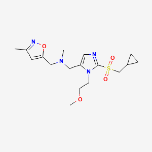 molecular formula C17H26N4O4S B4982766 1-[2-[(cyclopropylmethyl)sulfonyl]-1-(2-methoxyethyl)-1H-imidazol-5-yl]-N-methyl-N-[(3-methyl-5-isoxazolyl)methyl]methanamine 