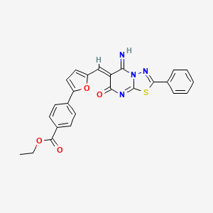 ethyl 4-{5-[(5-imino-7-oxo-2-phenyl-5H-[1,3,4]thiadiazolo[3,2-a]pyrimidin-6(7H)-ylidene)methyl]-2-furyl}benzoate