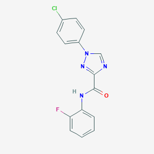 molecular formula C15H10ClFN4O B498278 1-(4-chlorophenyl)-N-(2-fluorophenyl)-1H-1,2,4-triazole-3-carboxamide 