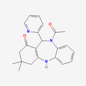 molecular formula C22H23N3O2 B4982815 10-acetyl-3,3-dimethyl-11-(2-pyridinyl)-2,3,4,5,10,11-hexahydro-1H-dibenzo[b,e][1,4]diazepin-1-one 