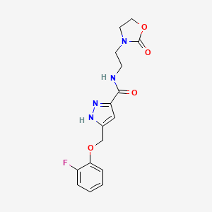 5-[(2-fluorophenoxy)methyl]-N-[2-(2-oxo-1,3-oxazolidin-3-yl)ethyl]-1H-pyrazole-3-carboxamide