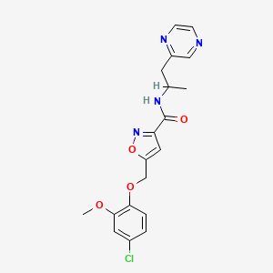 molecular formula C19H19ClN4O4 B4982888 5-[(4-chloro-2-methoxyphenoxy)methyl]-N-[1-methyl-2-(2-pyrazinyl)ethyl]-3-isoxazolecarboxamide 