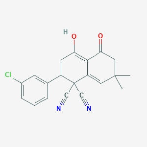 molecular formula C20H17ClN2O2 B4982910 2-(3-chlorophenyl)-4-hydroxy-7,7-dimethyl-5-oxo-3,5,6,7-tetrahydro-1,1(2H)-naphthalenedicarbonitrile 