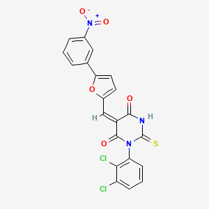 molecular formula C21H11Cl2N3O5S B4982922 1-(2,3-dichlorophenyl)-5-{[5-(3-nitrophenyl)-2-furyl]methylene}-2-thioxodihydro-4,6(1H,5H)-pyrimidinedione 