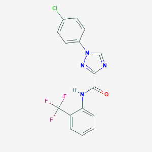 molecular formula C16H10ClF3N4O B498300 1-(4-chlorophenyl)-N-[2-(trifluoromethyl)phenyl]-1H-1,2,4-triazole-3-carboxamide 