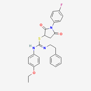 molecular formula C27H26FN3O3S B4983033 1-(4-fluorophenyl)-2,5-dioxo-3-pyrrolidinyl N'-(4-ethoxyphenyl)-N-(2-phenylethyl)imidothiocarbamate 