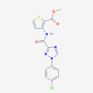 molecular formula C15H11ClN4O3S B498304 methyl 3-({[1-(4-chlorophenyl)-1H-1,2,4-triazol-3-yl]carbonyl}amino)-2-thiophenecarboxylate 
