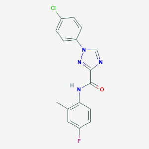 molecular formula C16H12ClFN4O B498305 1-(4-chlorophenyl)-N-(4-fluoro-2-methylphenyl)-1H-1,2,4-triazole-3-carboxamide 