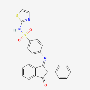 4-[(3-oxo-2-phenyl-2,3-dihydro-1H-inden-1-ylidene)amino]-N-1,3-thiazol-2-ylbenzenesulfonamide