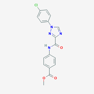 molecular formula C17H13ClN4O3 B498307 methyl 4-({[1-(4-chlorophenyl)-1H-1,2,4-triazol-3-yl]carbonyl}amino)benzoate 