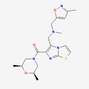 molecular formula C19H25N5O3S B4983076 1-(6-{[(2R*,6S*)-2,6-dimethyl-4-morpholinyl]carbonyl}imidazo[2,1-b][1,3]thiazol-5-yl)-N-methyl-N-[(3-methyl-5-isoxazolyl)methyl]methanamine 