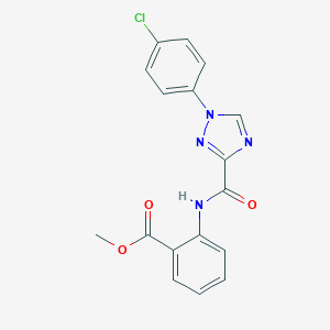 molecular formula C17H13ClN4O3 B498308 methyl 2-({[1-(4-chlorophenyl)-1H-1,2,4-triazol-3-yl]carbonyl}amino)benzoate 