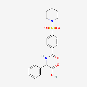 molecular formula C20H22N2O5S B4983095 phenyl{[4-(1-piperidinylsulfonyl)benzoyl]amino}acetic acid 