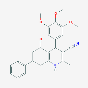 molecular formula C26H26N2O4 B4983125 2-methyl-5-oxo-7-phenyl-4-(3,4,5-trimethoxyphenyl)-1,4,5,6,7,8-hexahydro-3-quinolinecarbonitrile 