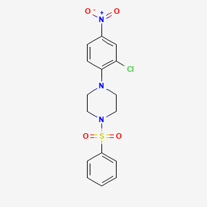 molecular formula C16H16ClN3O4S B4983131 1-(2-氯-4-硝基苯基)-4-(苯磺酰基)哌嗪 