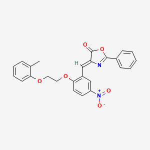 molecular formula C25H20N2O6 B4983158 4-{2-[2-(2-methylphenoxy)ethoxy]-5-nitrobenzylidene}-2-phenyl-1,3-oxazol-5(4H)-one 
