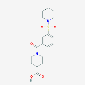 molecular formula C18H24N2O5S B4983160 1-[3-(1-piperidinylsulfonyl)benzoyl]-4-piperidinecarboxylic acid 