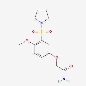 molecular formula C13H18N2O5S B4983175 2-[4-methoxy-3-(1-pyrrolidinylsulfonyl)phenoxy]acetamide 
