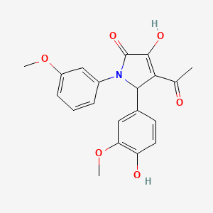 molecular formula C20H19NO6 B4983212 4-acetyl-3-hydroxy-5-(4-hydroxy-3-methoxyphenyl)-1-(3-methoxyphenyl)-1,5-dihydro-2H-pyrrol-2-one 