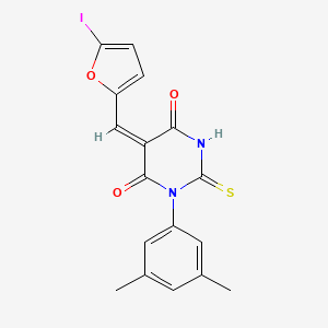 molecular formula C17H13IN2O3S B4983278 1-(3,5-dimethylphenyl)-5-[(5-iodo-2-furyl)methylene]-2-thioxodihydro-4,6(1H,5H)-pyrimidinedione 