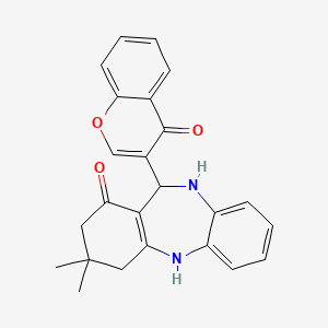 molecular formula C24H22N2O3 B4983284 3,3-dimethyl-11-(4-oxo-4H-chromen-3-yl)-2,3,4,5,10,11-hexahydro-1H-dibenzo[b,e][1,4]diazepin-1-one 