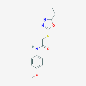 molecular formula C13H15N3O3S B498329 2-[(5-ethyl-1,3,4-oxadiazol-2-yl)sulfanyl]-N-(4-methoxyphenyl)acetamide 