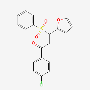 molecular formula C19H15ClO4S B4983306 1-(4-chlorophenyl)-3-(2-furyl)-3-(phenylsulfonyl)-1-propanone 